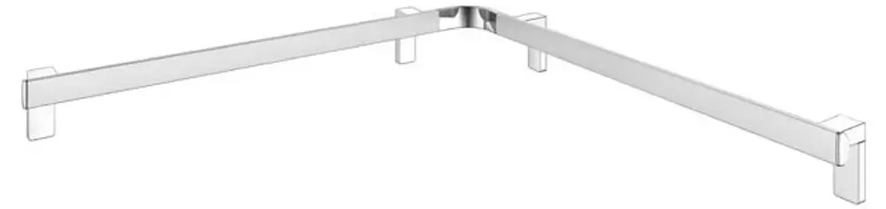 Dusch- und Wannenhandlauf aus eloxiertem Aluminium von Keuco, mit geraden Seiten und einer gewinkelten Verbindung in der Mitte für die sichere Montage.